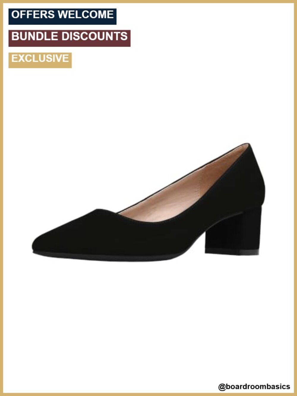 2" Chunky Block Heel Pumps - Faux Leather, Pointed Toe, Cushioned Insole,